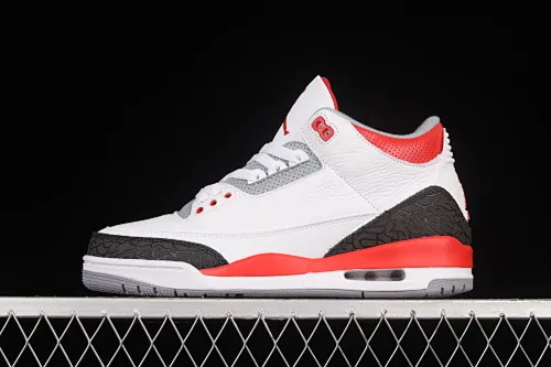 All categories Air Jordan Jordan series basketball shoes Air Jordan 3 Air Jordan Retro AJ3 Joe 3 white and red manuscript burst pattern sports basketball shoes 136064-120